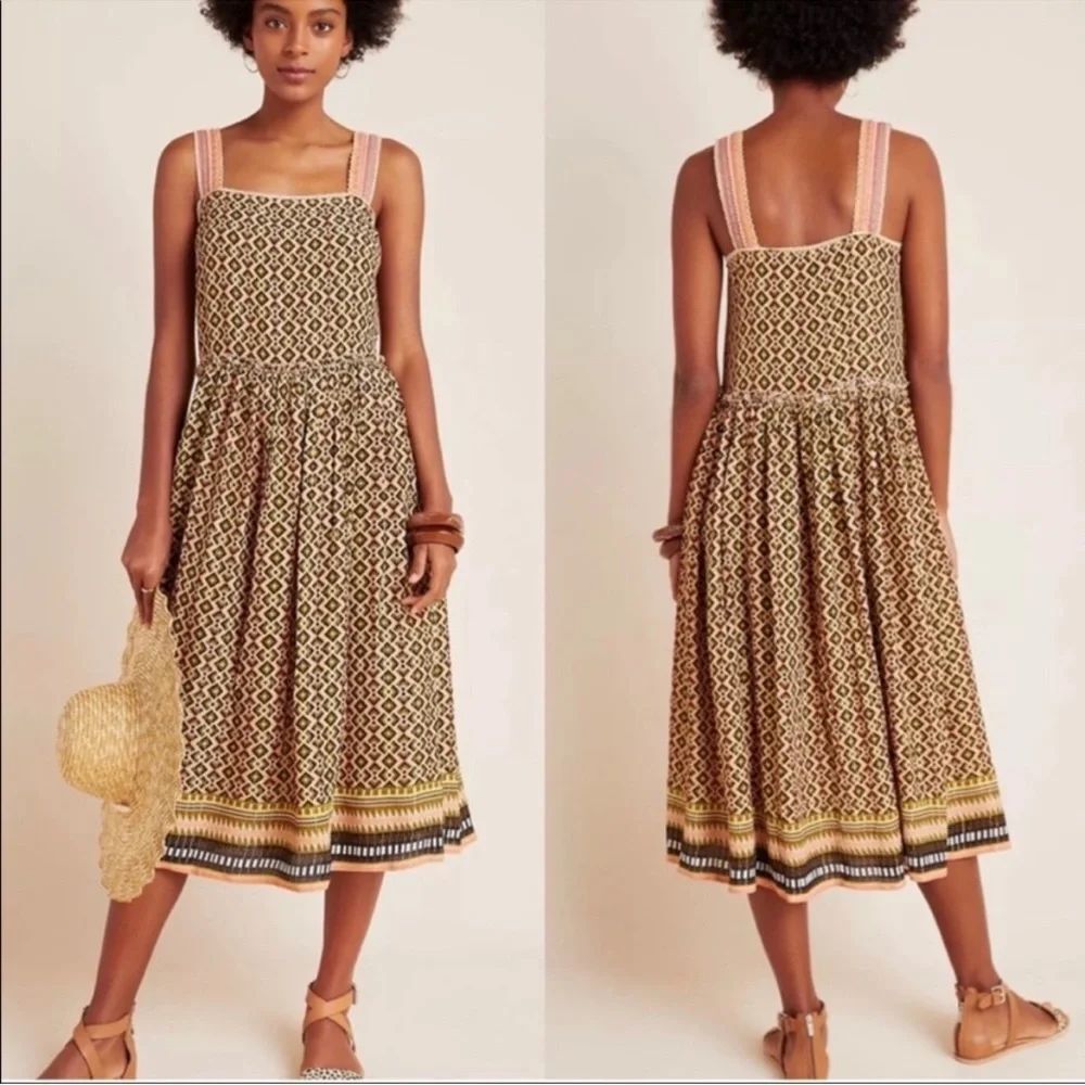 Anthropologie Katya metallic conditions apply midi